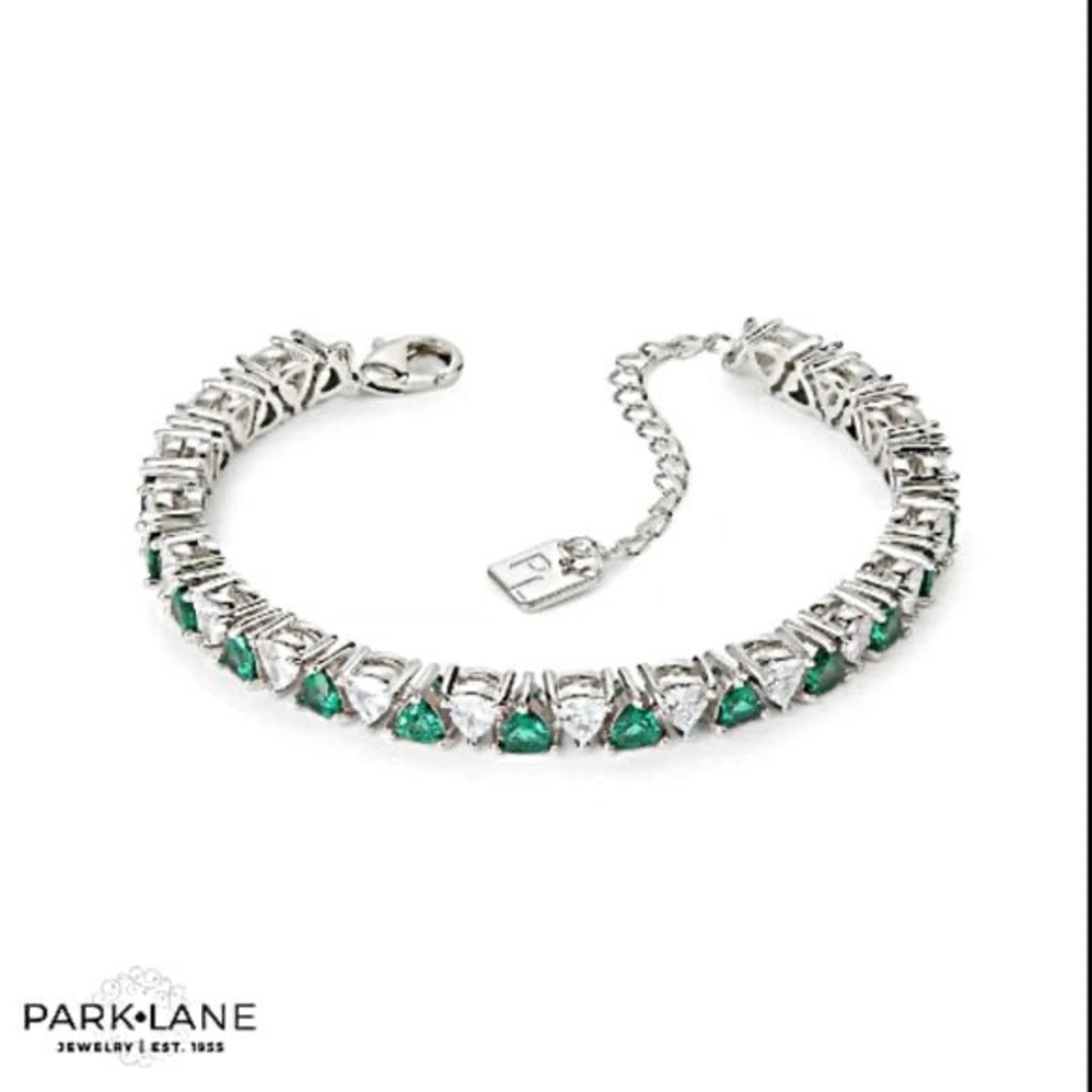 NWT Park Lane Jewelry Festive Impression Tennis Bracelet Green Crystals
